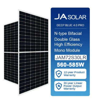 JA Solar P-type Monofacial Modules JAM72S30LR 560w,565w,570w,575w,580w,585w
