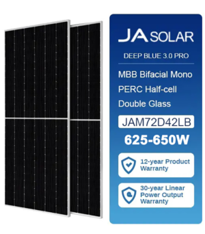 JA Solar N-type Double Glass Bifacial JAM72D42LB 625w,630w,635w,640w,645w,650w