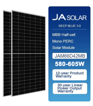 JA Solar N-type Double Glass Bifacial JAM66D42MB 580w,585w,590w,595w,600w,605w